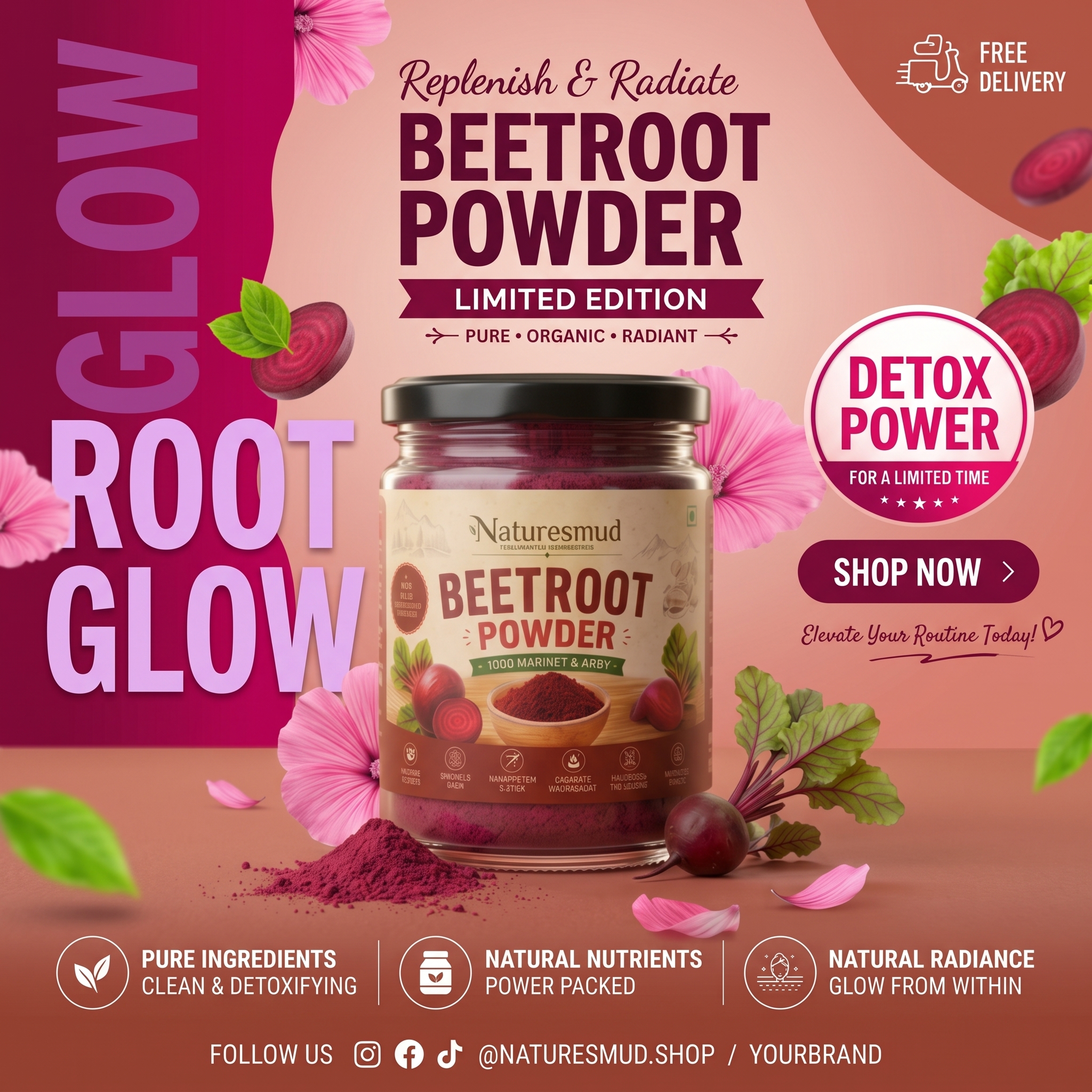 Pure Himalayan Beetroot Powder — Cold-Milled in Nepal