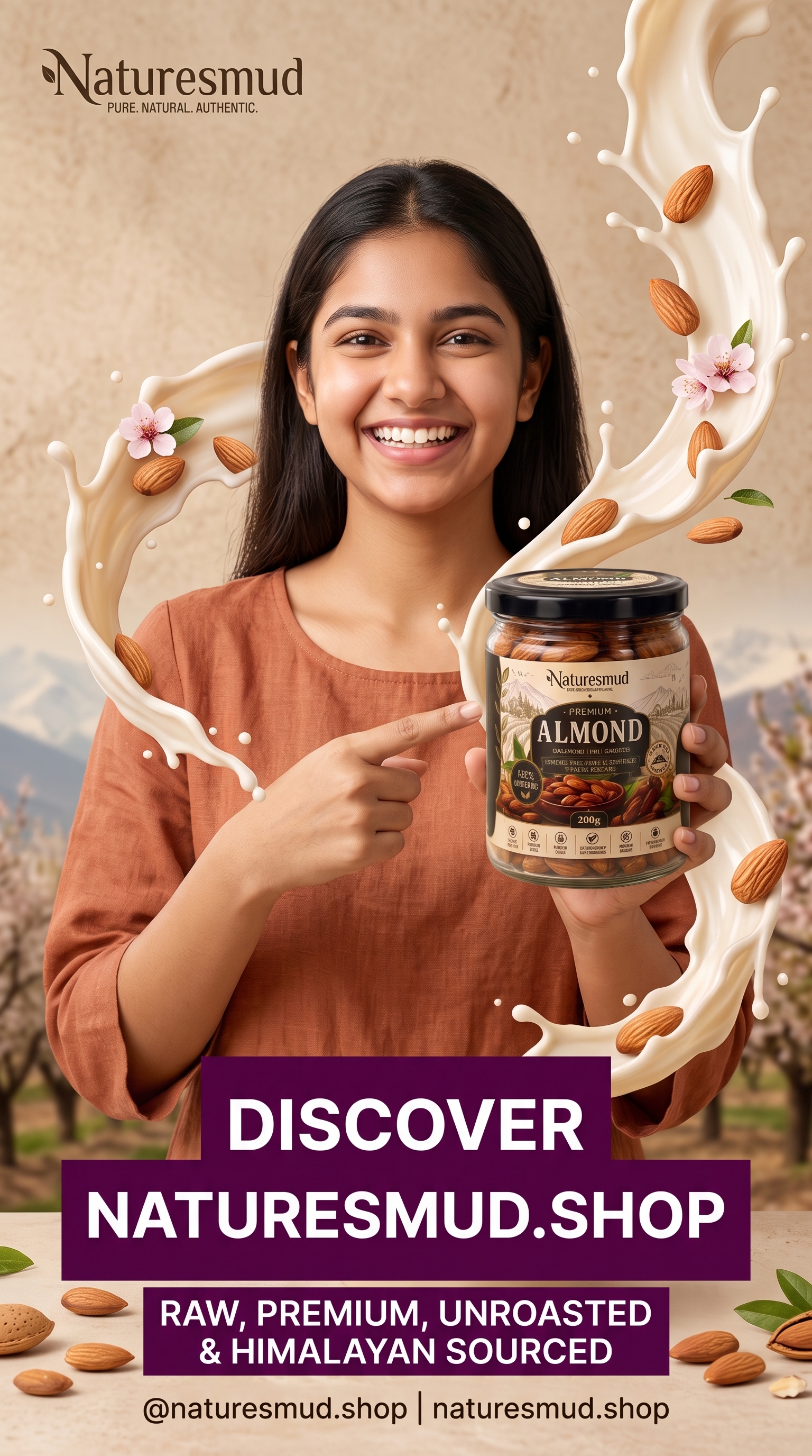 Raw Almonds (200 GM) — Whole Sweet Himalayan Kernels