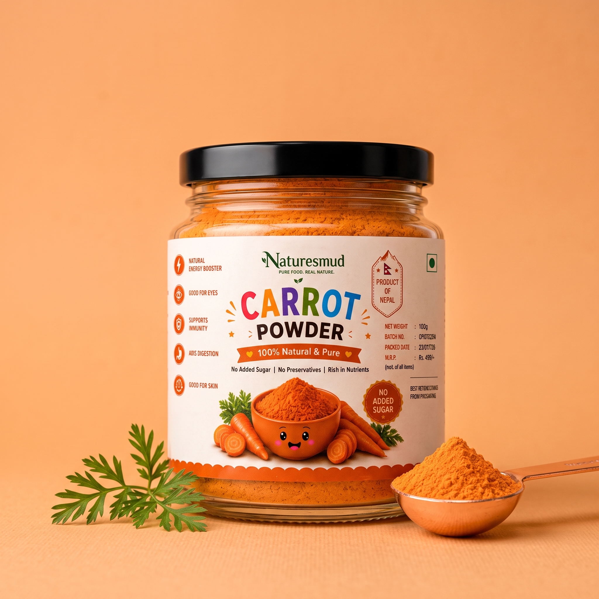 Carrot Powder (100 GM) — Provitamin A & Beta-Carotene